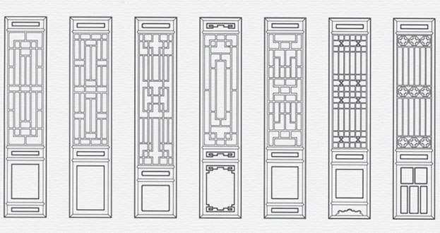 新城常用中式仿古花窗图案隔断设计图